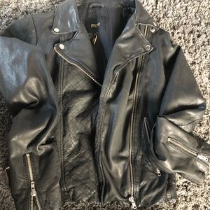 Real leather biker jacket
